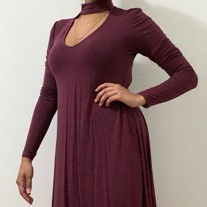 Magenta/maroon mini dress with choker